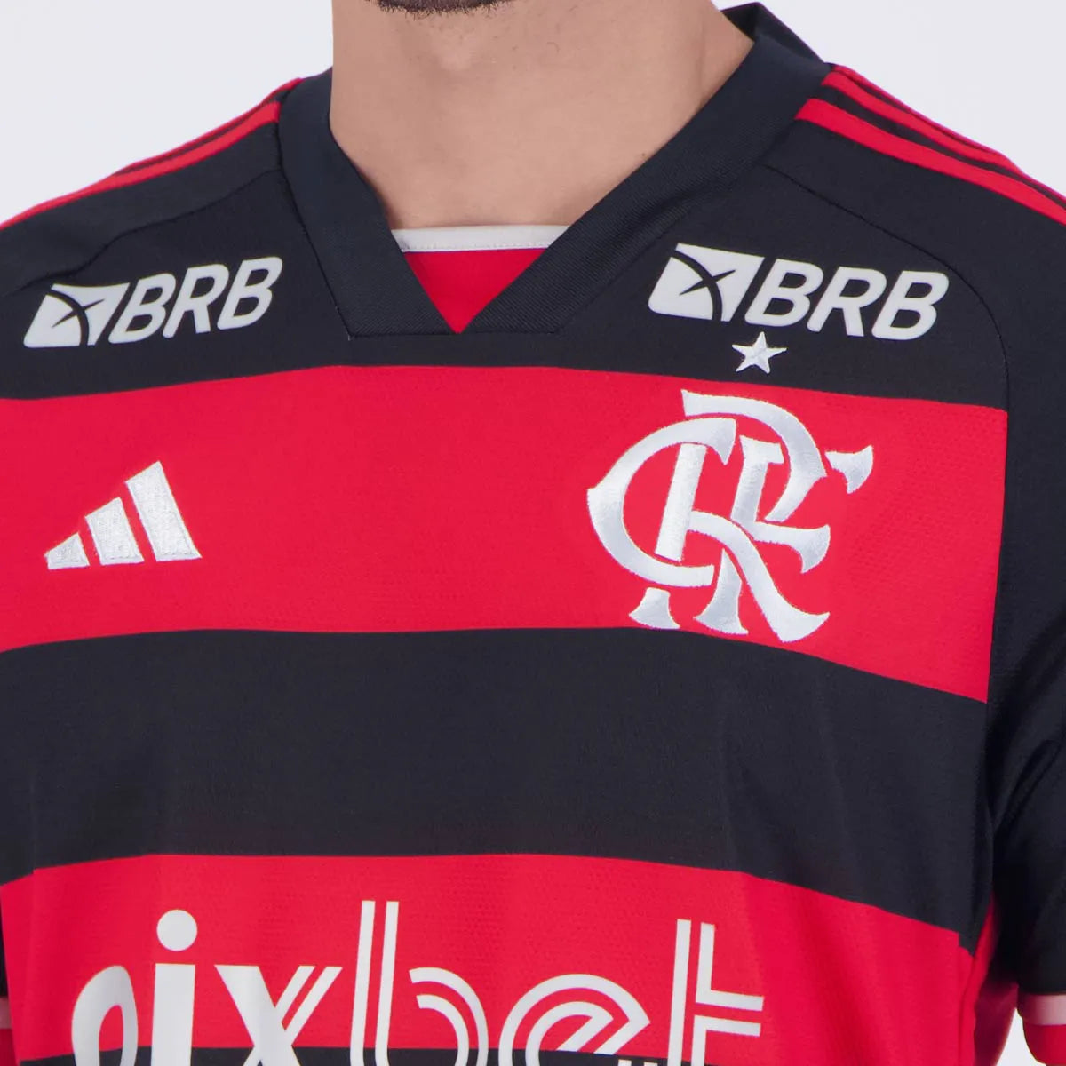 Camisa Com patrocínios Flamengo I - 2024/25 Preta e Vermelha
