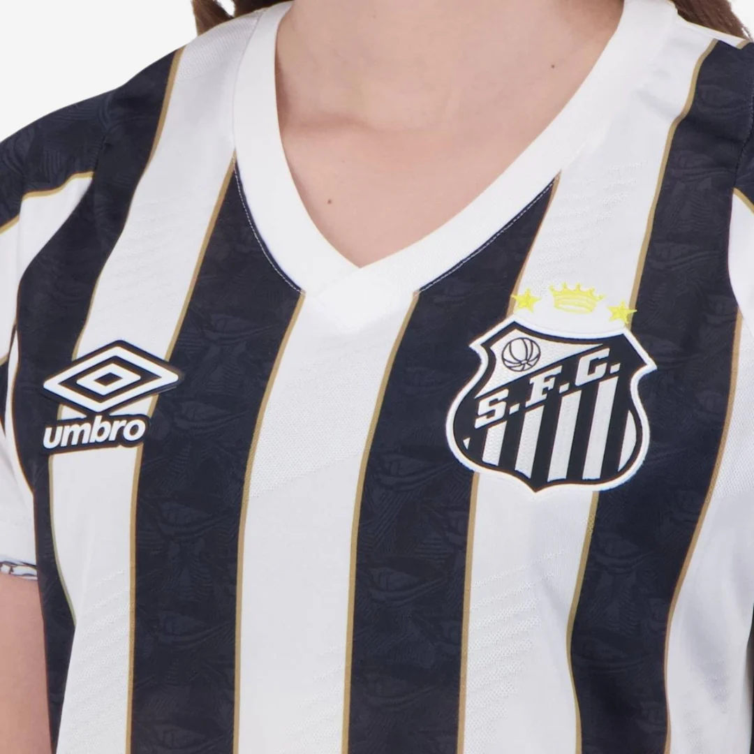 Camisa Feminina Santos II - 2024/25 Branca e Preta