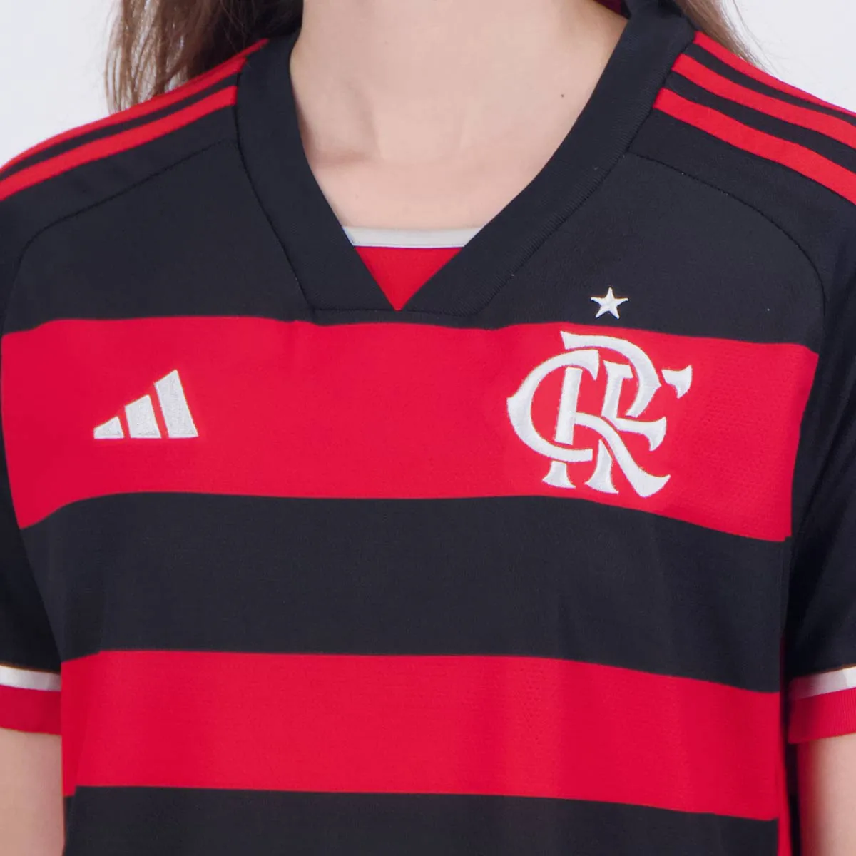 Camisa Feminina Flamengo I - 2024/25 Preta e Vermelha