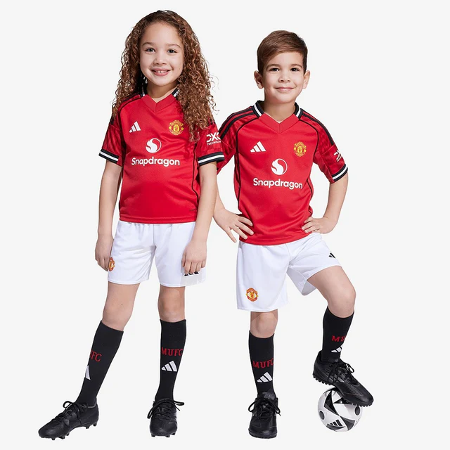 Kit Infantil Manchester United I - 2025/26 Vermelho e Branco