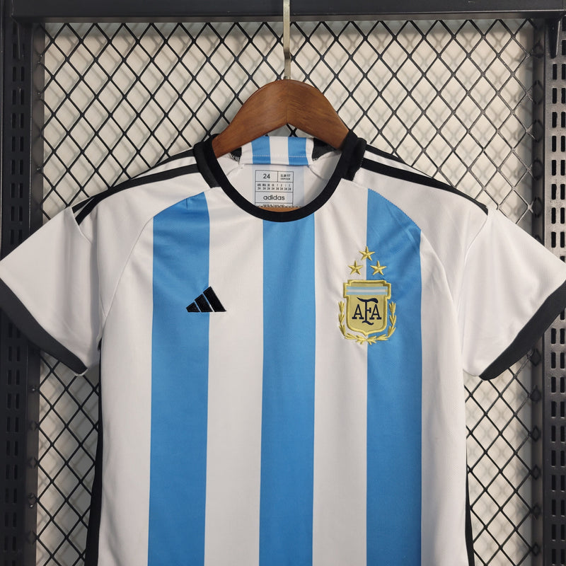 Kit Adidas Argentina I - 2022 Infantil 3 Estrelas