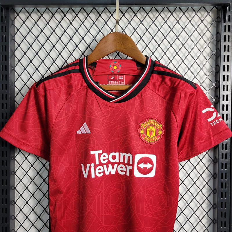 Kit Adidas Manchester United I - 2023/24 Infantil