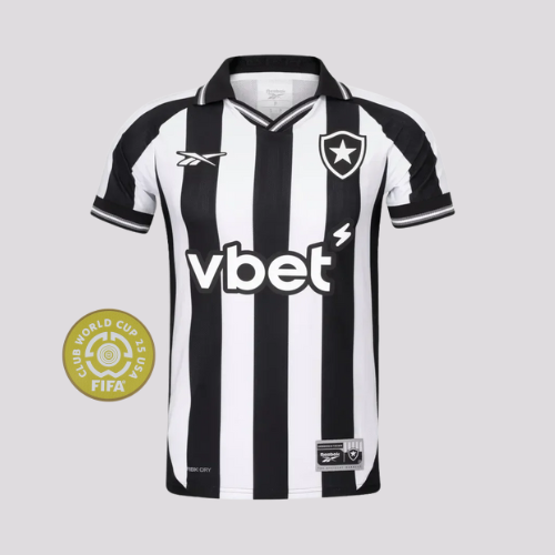 Camisa Botafogo I - 2025/26 Preta e Branca Patch Mundial de Clubes