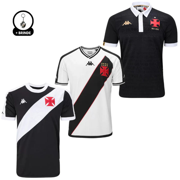 Kit 3 Camisas Vasco Masculinas - 2024/25 + Brinde Exclusivo