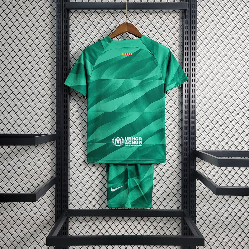 Kit Nike Barcelona Goleiro Verde - 2023/24 Infantil