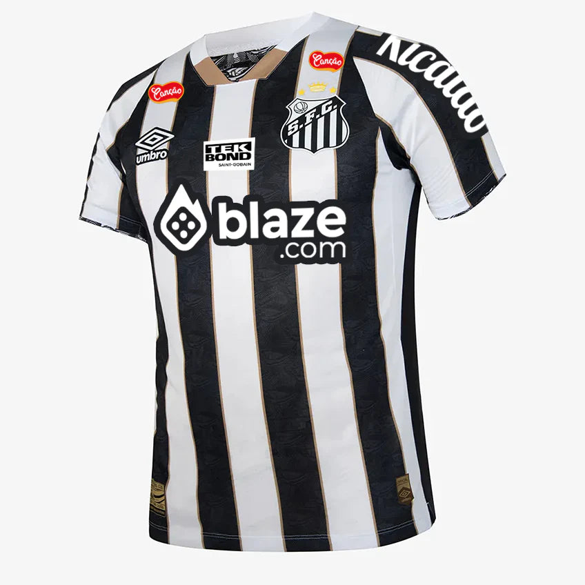 Camisa Com patrocínios Santos II - 2024/25 Branca e Preta