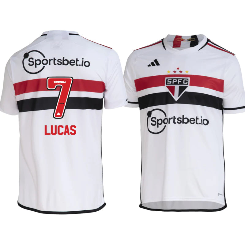 Camisa Adidas São Paulo I Masculina - 2023/24 - Personalizada Lucas 7