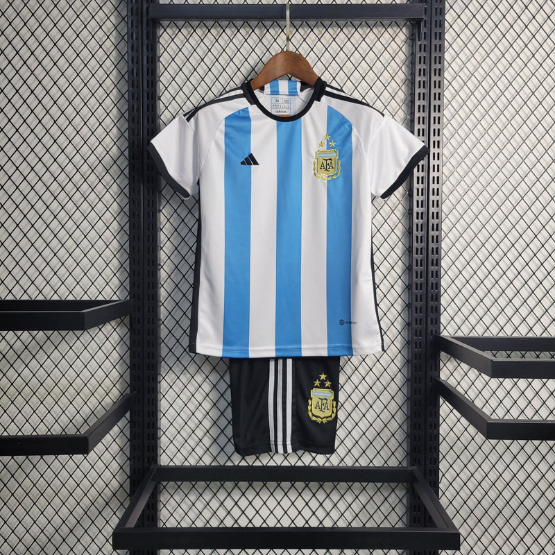 Kit Adidas Argentina I - 2022 Infantil 3 Estrelas