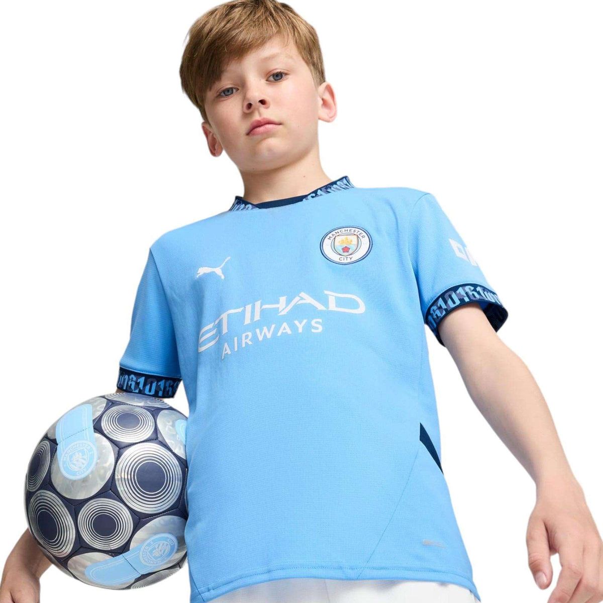 Kit Infantil Manchester City I - 2024/25 Azul