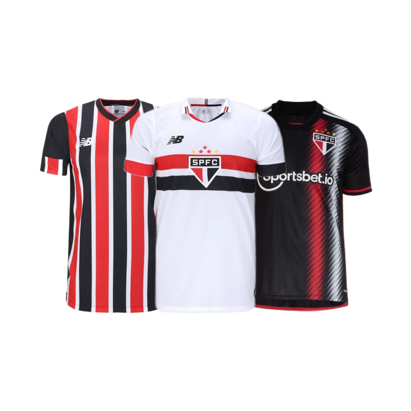 Kit 3 Camisas São Paulo Masculinas 2024/25 + Brinde Exclusivo