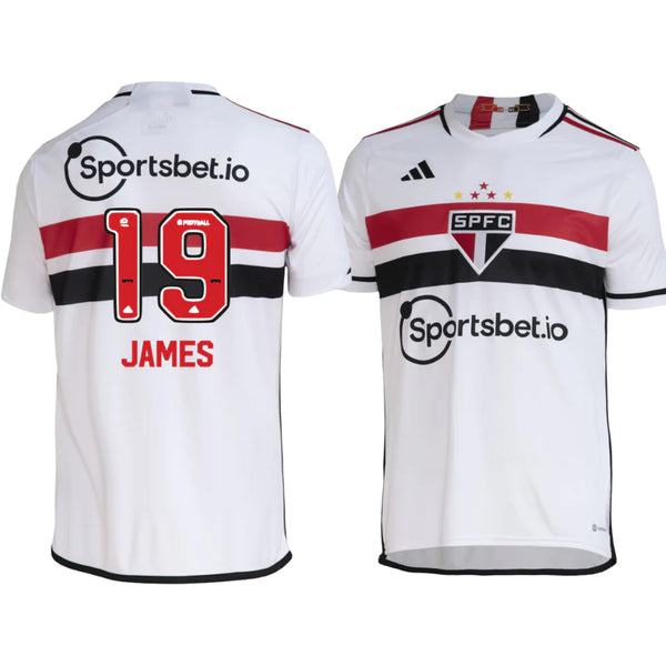 Camisa Adidas São Paulo I Masculina - 2023/24 - Personalizada James 19