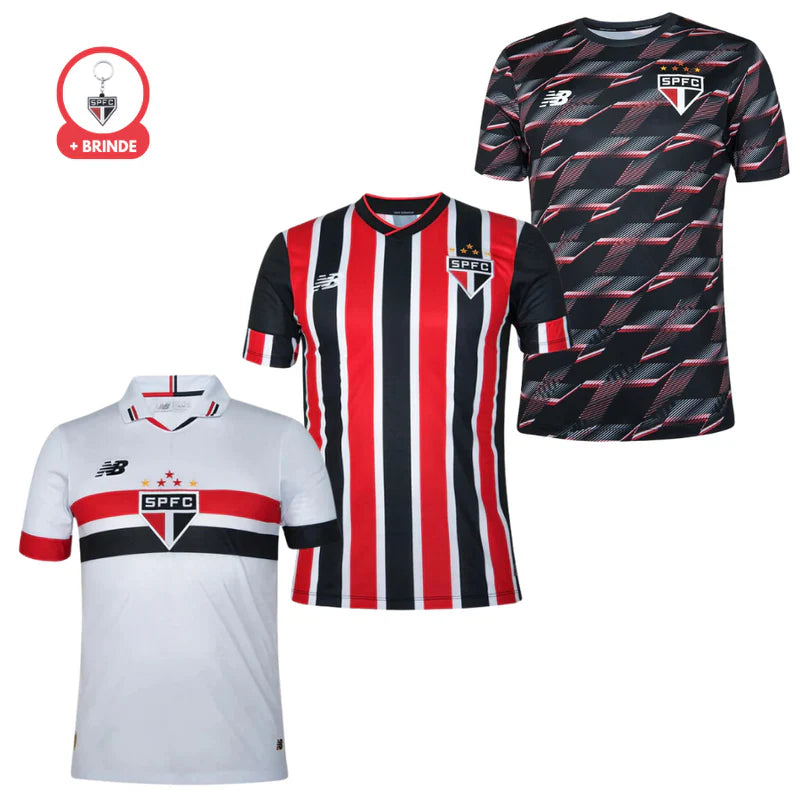 Kit 3 Camisas São Paulo Masculinas 2024/25 + Brinde Exclusivo