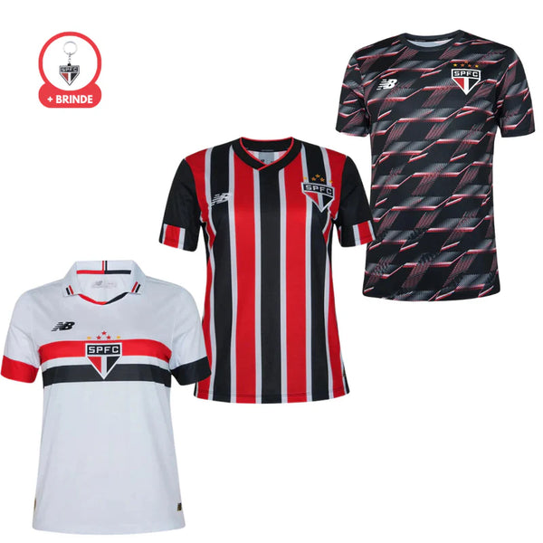 Kit 3 Camisas São Paulo Femininas 2024/25 + Brinde Exclusivo