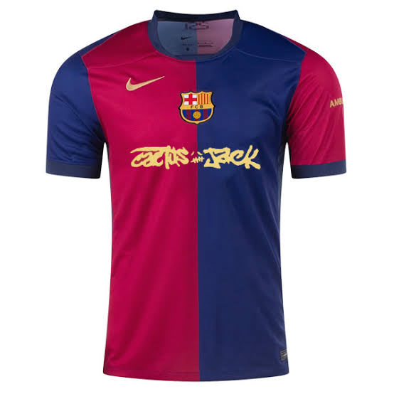 Camisa Barcelona I Travis Scott - 2024/25 Azul e Vermelha