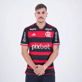 Camisa Com patrocínios Flamengo I - 2024/25 Preta e Vermelha