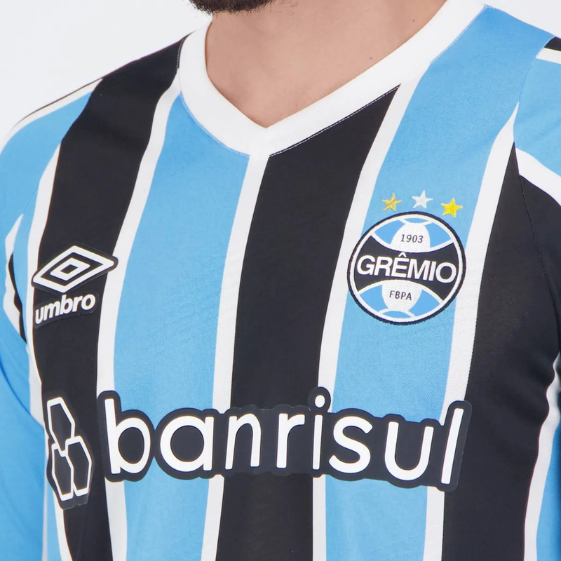 Camisa Manga Longa Grêmio I - 2024/25 Azul e Preta
