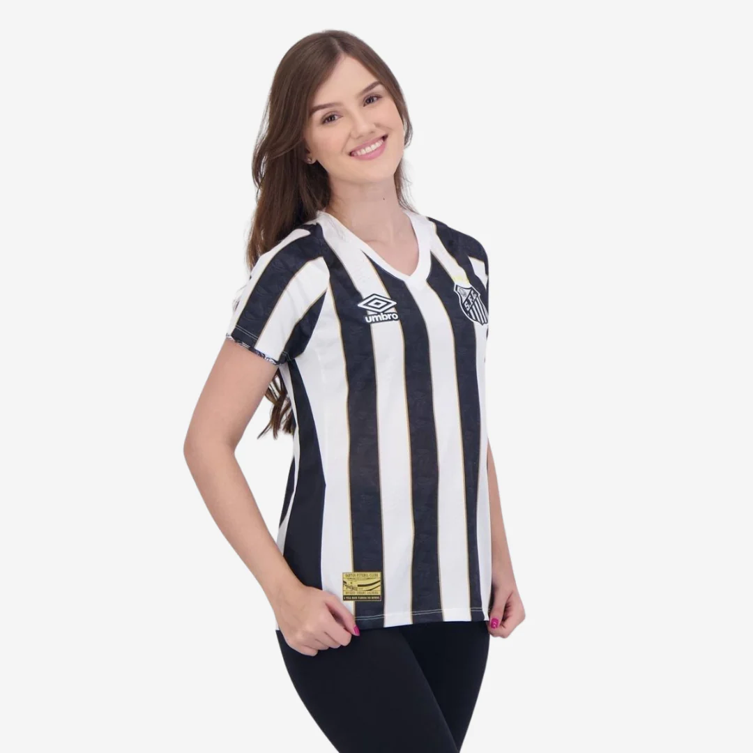 Camisa Feminina Santos II - 2024/25 Branca e Preta