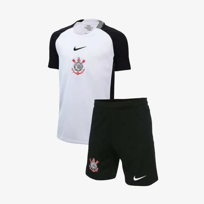 Kit Infantil Corinthians I - 2025/26 Branco e Preto