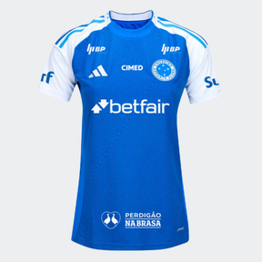 Camisa Feminina Com Patrocínios Cruzeiro I - 2025/26 Azul