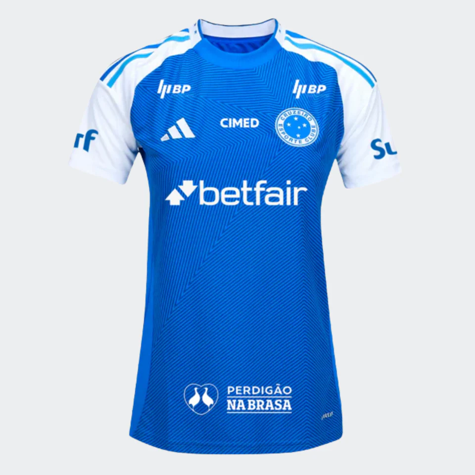 Camisa Feminina Com Patrocínios Cruzeiro I - 2025/26 Azul