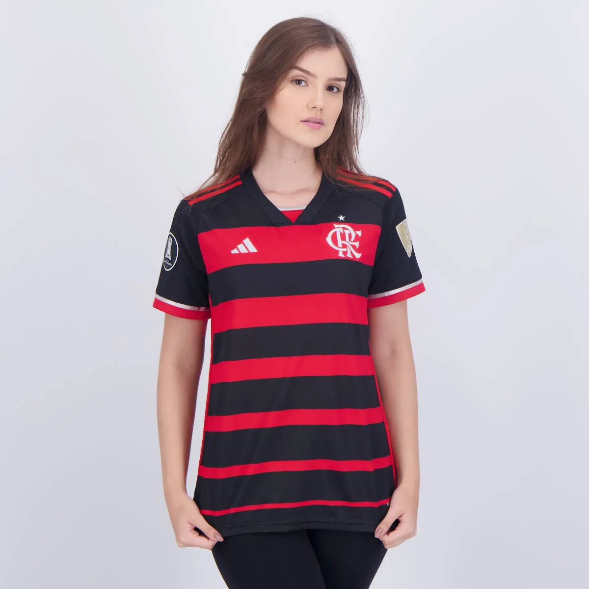Camisa Feminina Flamengo I - 2024/25 Preta e Vermelha