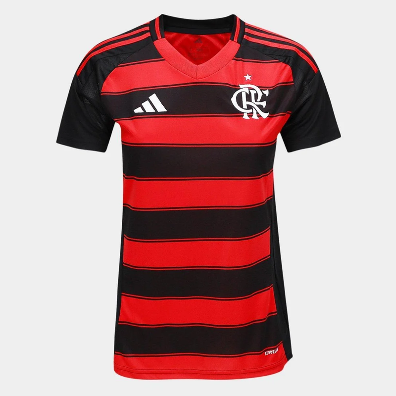 Camisa Feminina Flamengo I - 2025/26 Preta e Vermelha