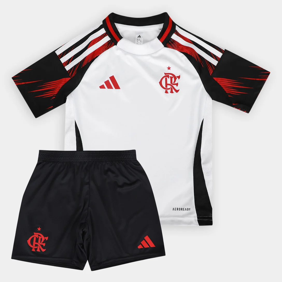 Kit Infantil Flamengo II - 2025/26 Branco e Preto
