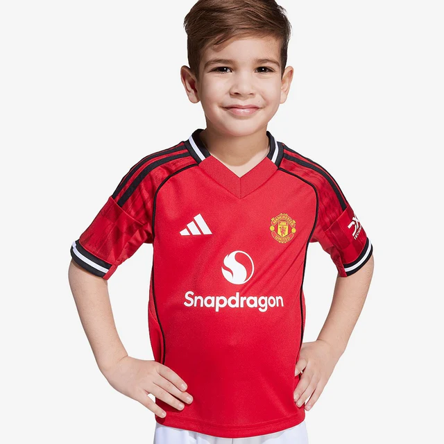 Kit Infantil Manchester United I - 2025/26 Vermelho e Branco