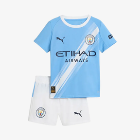 Kit Infantil Manchester City I - 2025/26 Azul e Branco