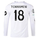 Camisa Manga Longa Real Madrid I - 2024/25 Tchouameni N°18