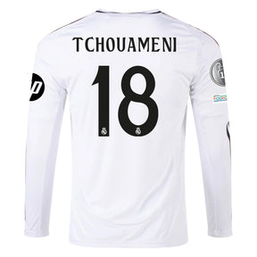 Camisa Manga Longa Real Madrid I - 2024/25 Tchouameni N°18